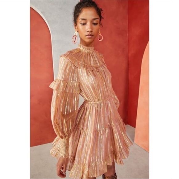 Ulla Johnson Averil Mini Dress 0 Pink Gold NEW - Picture 2 of 13